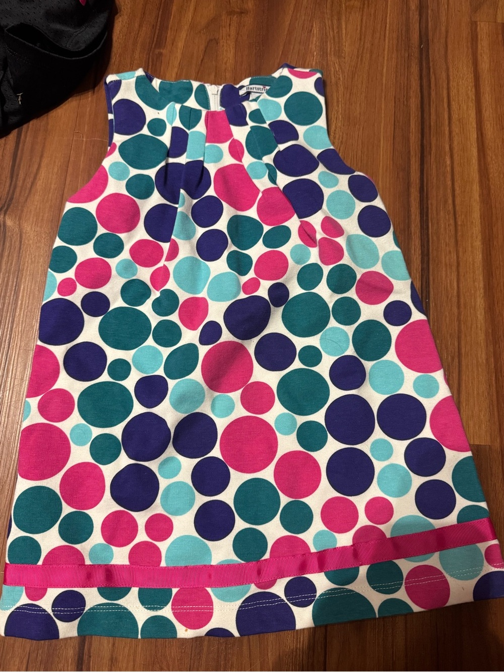 Hartstrings Polka Dot Sleeveless Dress - Pink, Teal & Navy